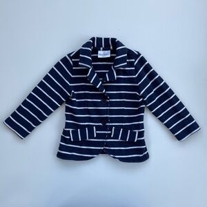 Hanna Andersson Girls Navy White Striped Knit Blazer Size 90 CM or Size 3